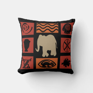 Abstract African tribal symbols elephant art Throw Pillow