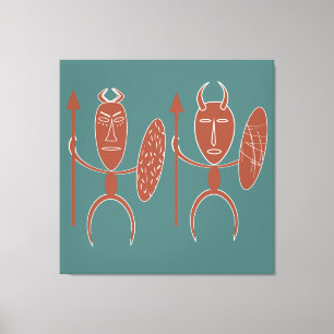 Abstract African tribal warrior art Canvas Print
