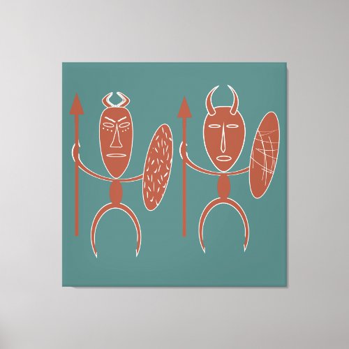 Abstract African tribal warrior art Canvas Print