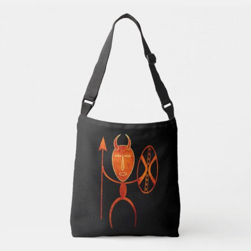 Abstract African tribal warrior art Crossbody Bag