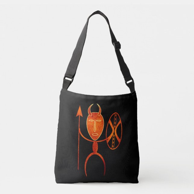 Abstract African tribal warrior art Crossbody Bag (Front)