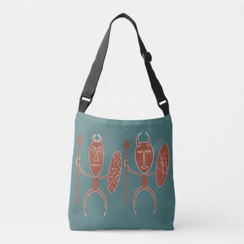 Abstract African tribal warrior art Crossbody Bag