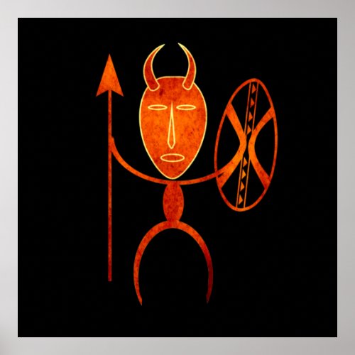 Abstract African tribal warrior art Poster