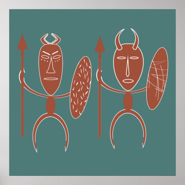 Abstract African tribal warrior art Poster (Front)