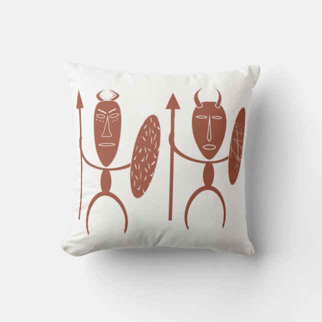 Abstract African tribal warrior art Throw Pillow (Front)