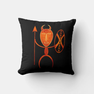 Abstract African tribal warrior art Throw Pillow