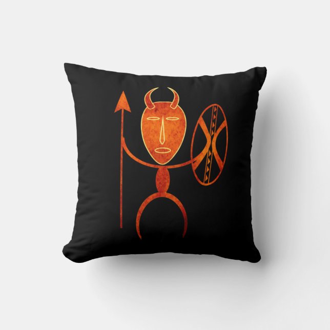 Abstract African tribal warrior art Throw Pillow (Front)