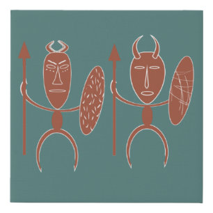 Abstract african tribal warrior portrait faux canvas print