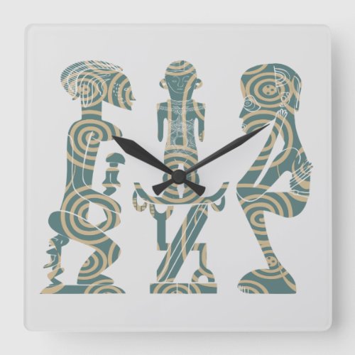 Abstract African tribal warrior ritual Square Wall Clock