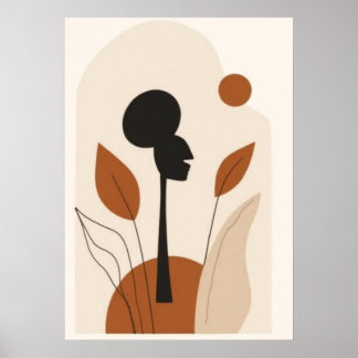 Abstract African Woman Wall Art | Minimalist Boho