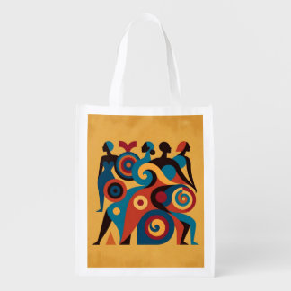 Abstract African Women Geometric Art Grocery Bag