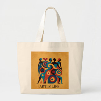 Abstract African Women Geometric Art Retro Gold Bo Large Tote Bag