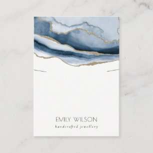 Abstract Agate Blue Gold Necklace Band Display Business Card