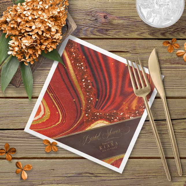 Abstract Agate Bridal Shower Hot Orange ID827 Napkins (Creator Uploaded)