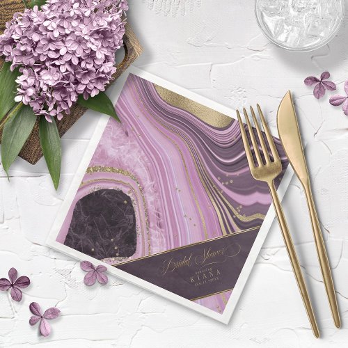 Abstract Agate Bridal Shower Mauve ID827 Napkins