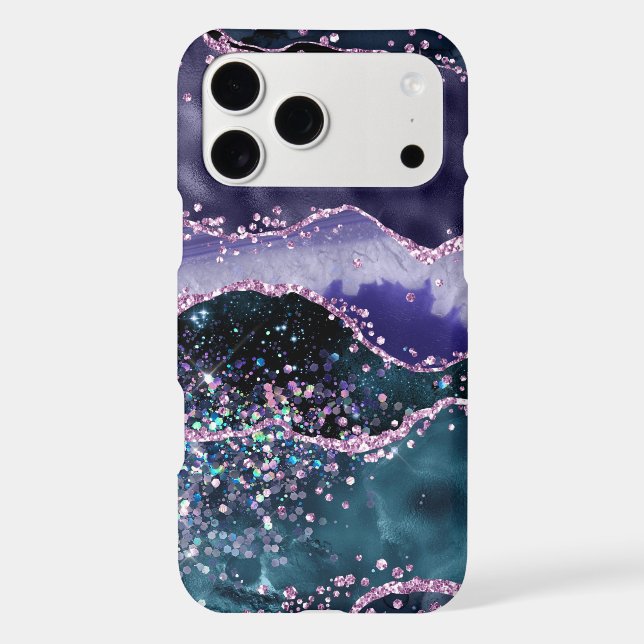*~* Abstract Agate Glitter Ocean Waves Iphone Case (Back)