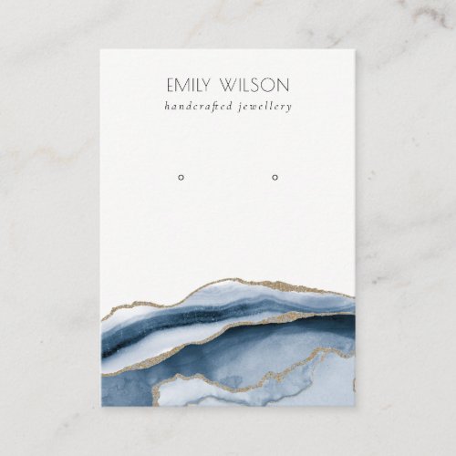 Abstract Agate Gold Navy Stud Earring Display Business Card