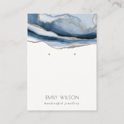 Abstract Agate Gold Navy Stud Earring Display  Business Card