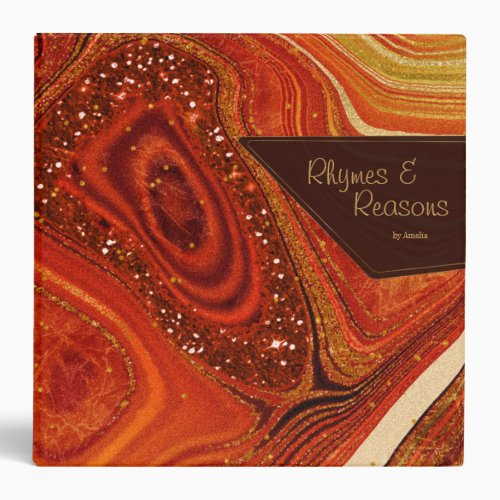 Abstract Agate Hot Orange ID827 3 Ring Binder