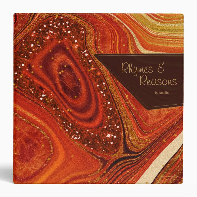 Abstract Agate Hot Orange ID827 3 Ring Binder (Front)