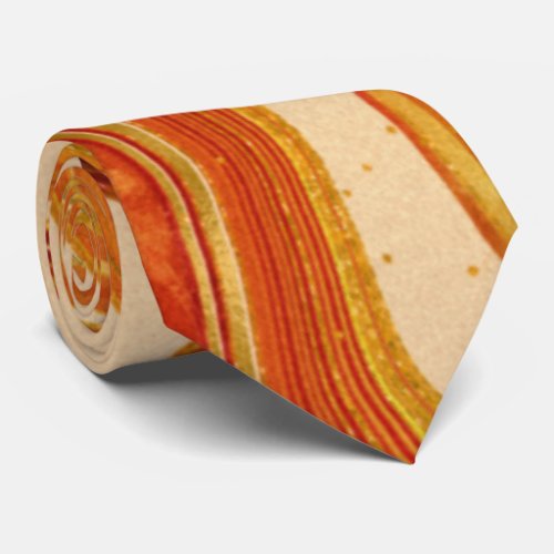 Abstract Agate Hot Orange ID827 Neck Tie