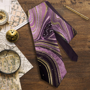 Abstract Agate Mauve ID827 Neck Tie
