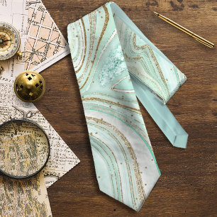 Abstract Agate Mint ID827 Neck Tie