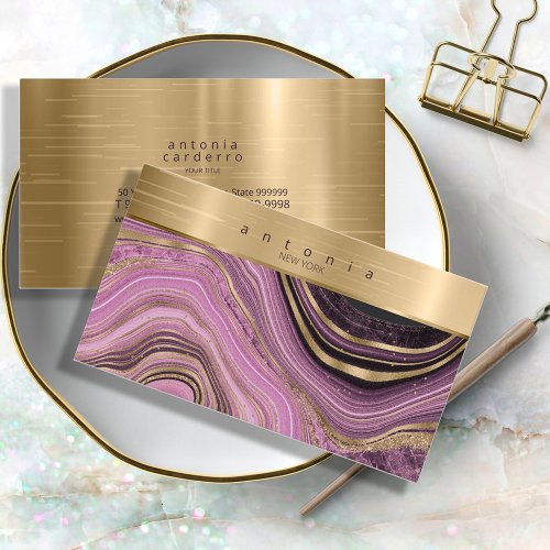 Abstract Agate Monogram Mauve ID827  Business Card