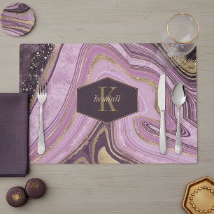 Abstract Agate Monogram Mauve ID827 Placemat