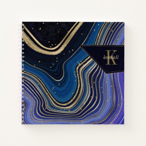 Abstract Agate Monogram Midnight ID827 Notebook