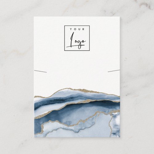 Abstract Agate Navy Gold Necklace Logo Display Business Card