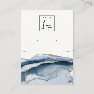 Abstract Agate Navy Necklace Earring Logo Display Business Card