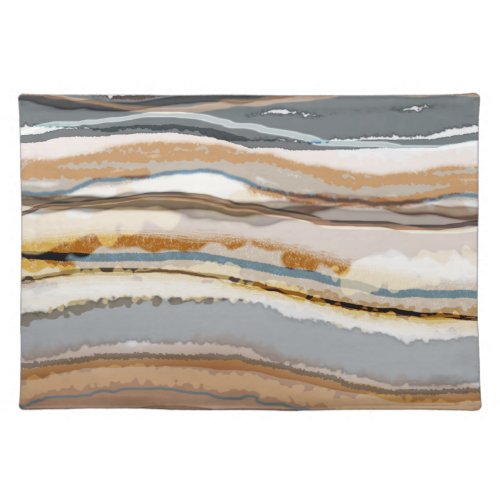 Abstract Agate Pattern Grey Brown White Taupe Cloth Placemat