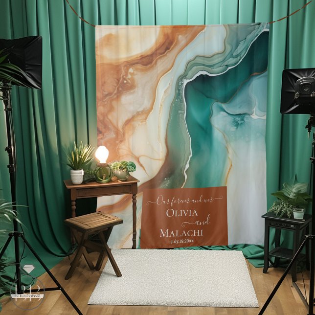 Abstract Agate Terracotta Wedding Photo Backdrop (Have your guests take photos in front of your coordinated  photo booth backdrop )