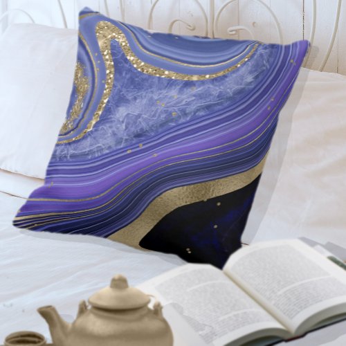 Abstract Agate V1 Midnight ID827 Throw Pillow