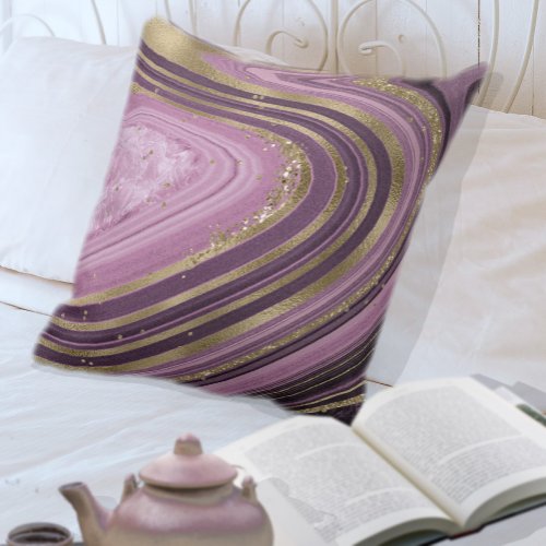 Abstract Agate V2 Mauve ID827 Throw Pillow