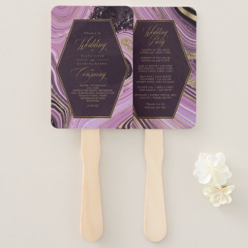 Abstract Agate Wedding Ceremony Mauve ID827 Hand Fan