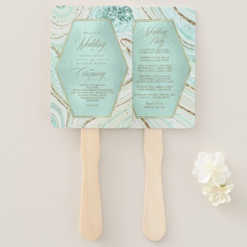 Abstract Agate Wedding Ceremony Mint ID827 Hand Fa Hand Fan
