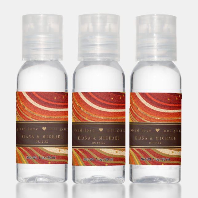 Abstract Agate Wedding Cheers Hot Orange ID827 Hand Sanitizer (Set)