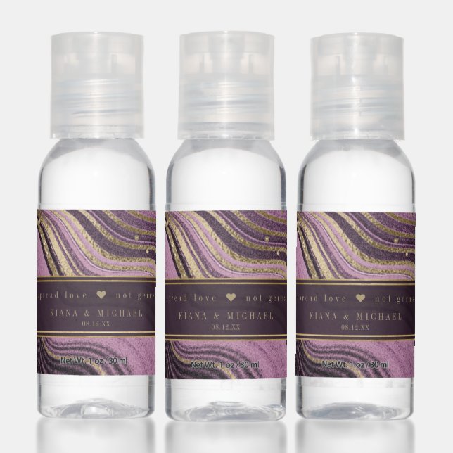 Abstract Agate Wedding Cheers Mauve ID827 Hand Sanitizer (Set)