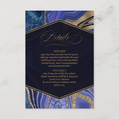 Abstract Agate Wedding Details Midnight ID827 Enclosure Card