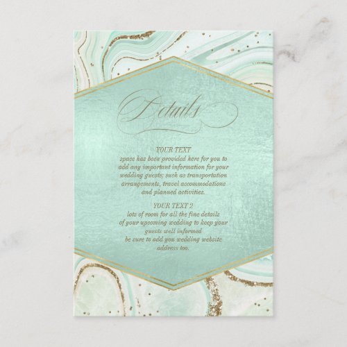 Abstract Agate Wedding Details Mint ID827 Enclosure Card