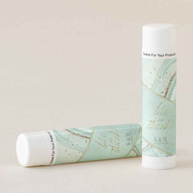 Abstract Agate Wedding Favor Mint ID827 Lip Balm (Front)