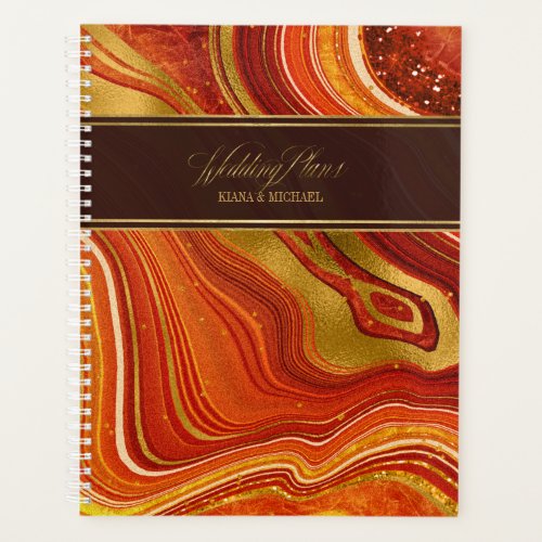 Abstract Agate Wedding Hot Orange ID827 Planner