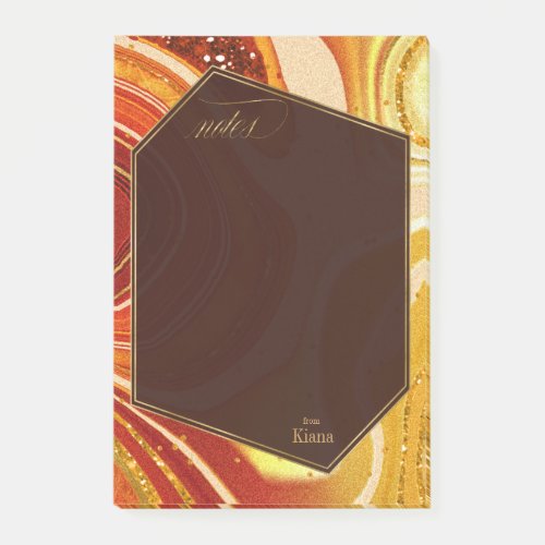 Abstract Agate Wedding Hot Orange ID827 Post_it Notes