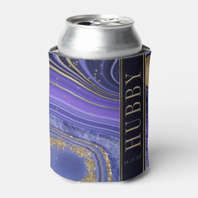 Abstract Agate Wedding Hubby Midnight ID827 Can Cooler (Can Front)