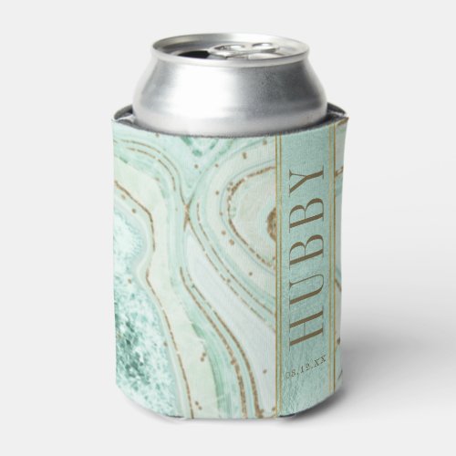 Abstract Agate Wedding Hubby Mint ID827 Can Cooler