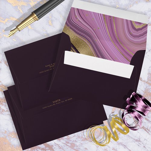 Abstract Agate Wedding Mauve ID827 Envelope