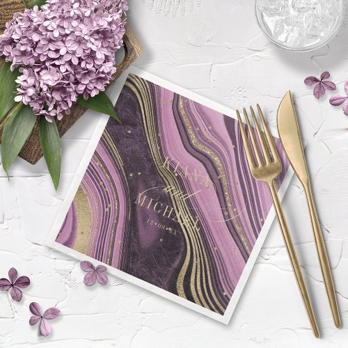 Abstract Agate Wedding Mauve ID827  Paper Dinner Napkins