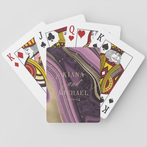 Abstract Agate Wedding Mauve ID827 Poker Cards
